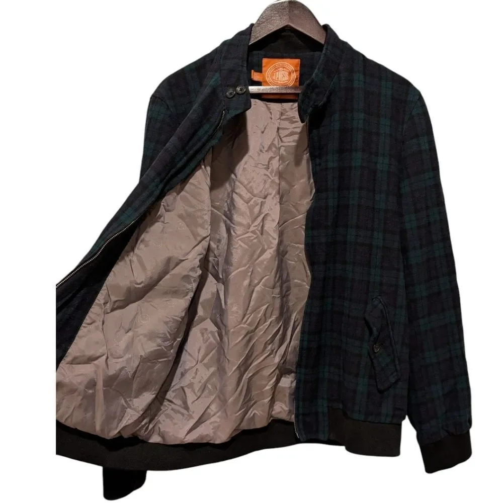 J. Press for Urban Outfitters Black Watch Plaid Harrington Bomber Jacket - Large
